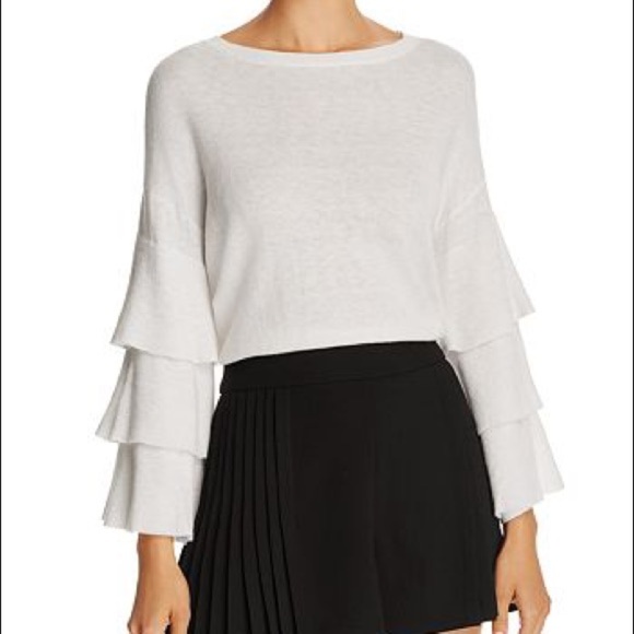 ALICE + OLIVIA “STORA” RUFFLE-SLEEVE MERINO WOOL - Picture 4 of 7